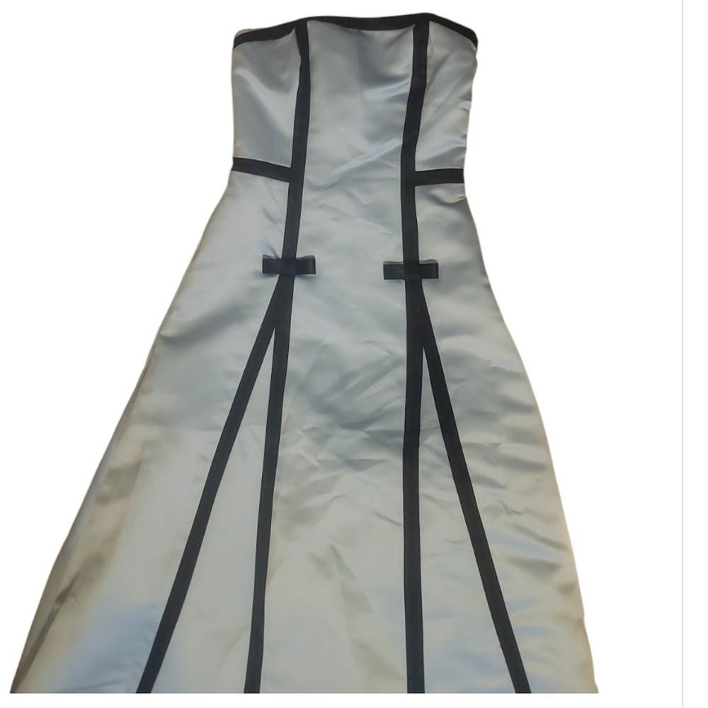 SCOTT MCCLINTOCK vintage baby blue black bow tie satin prom dress coquette 6 - Picture 7 of 10